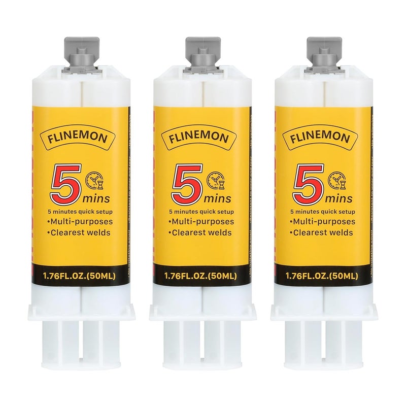 Flinemon Clear Epoxy Glue Syringe Kit, 2 Part 5 Minute Epoxy Glues All Purpose, Fast Curing High Strength Structural Adhesive for Metal, Aluminum, Plastic, Wood Repair, Liquid Welding Glue - Image 1